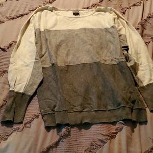 Gray and White Color Block Sweater